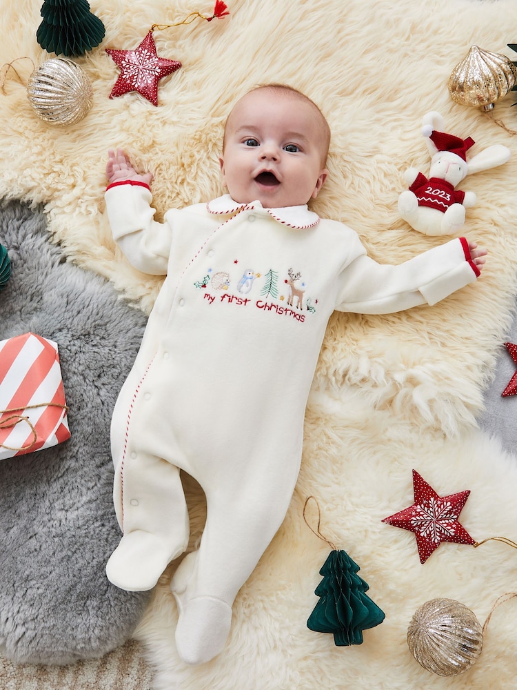 Jojo Maman Bébé My First Christmas Appliqué Baby All-in-one - Slika 1 iz 6 Jojo Maman Bébé My First Christmas Appliqué Baby All-in-one - Slika 1 iz 6