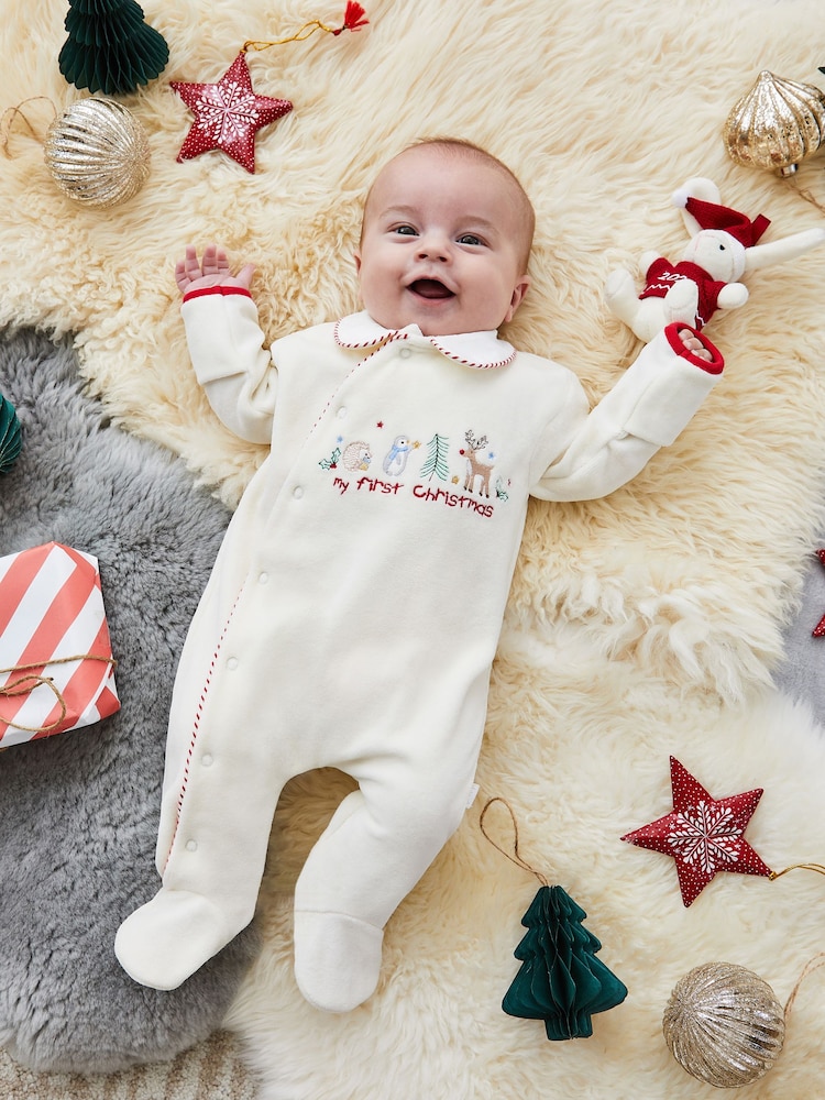 Jojo Maman Bébé My First Christmas Appliqué Baby All-in-one - Slika 2 iz 6 Jojo Maman Bébé My First Christmas Appliqué Baby All-in-one - Slika 2 iz 6