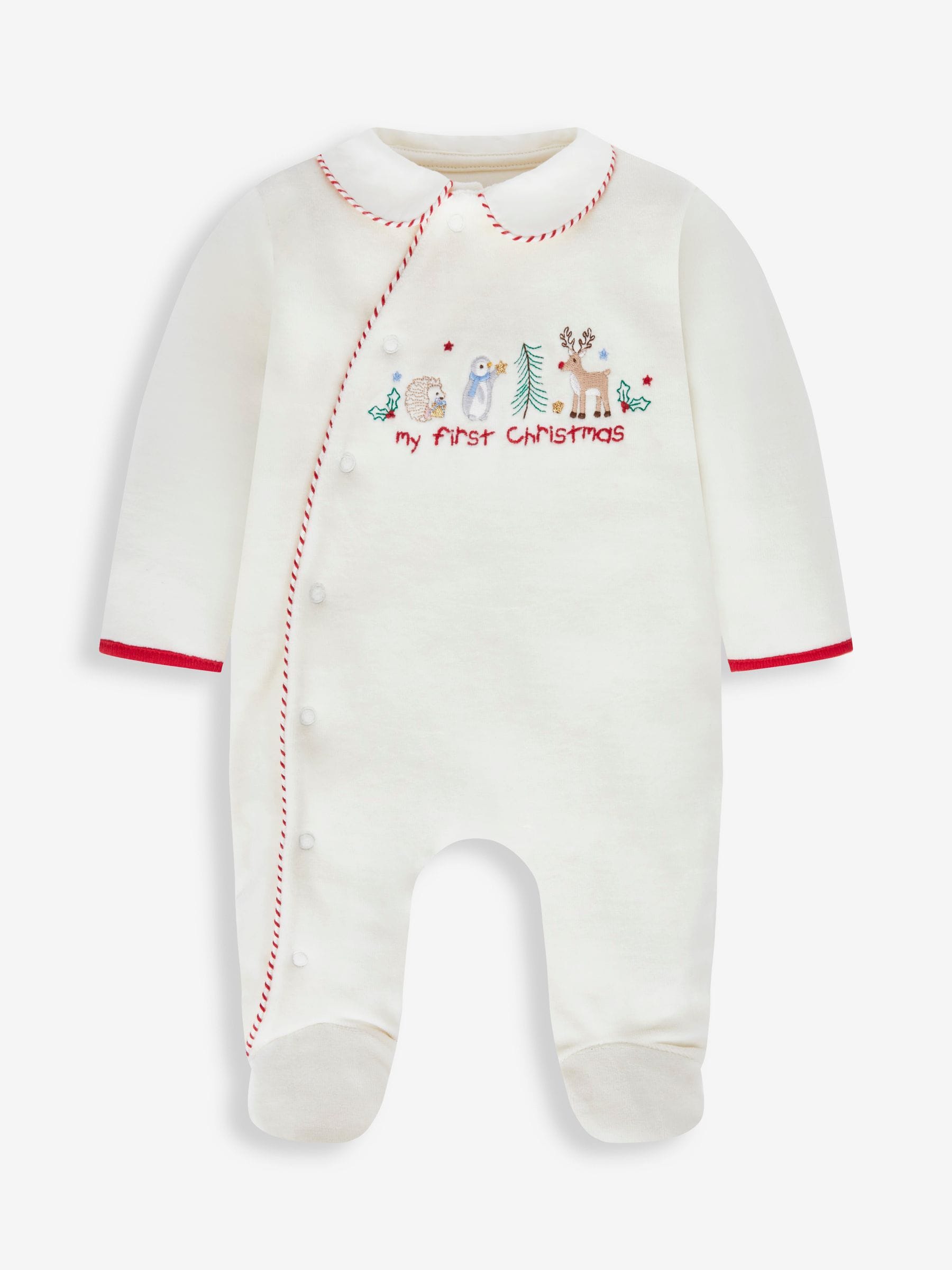 Buy JoJo Maman Bébé Ecru Cream Navy Blue Stripe My First Christmas