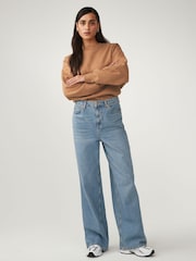 Tobacco Brown Relaxed Fit Soft Overdyed Marl Crew Neck Sweatshirt - Image 3 of 6