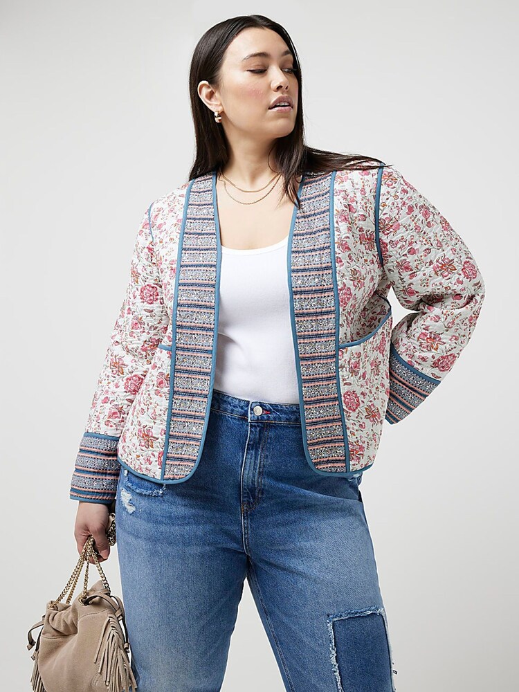 River Island Pink Curve Printed Panel Housecoat - Image 1 of 6 River Island Pink Curve Printed Panel Housecoat - Image 1 of 6