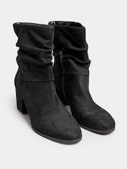 Yours Curve Black Extra Wide Fit Slouch Ankle Micro Boots - Image 3 of 5