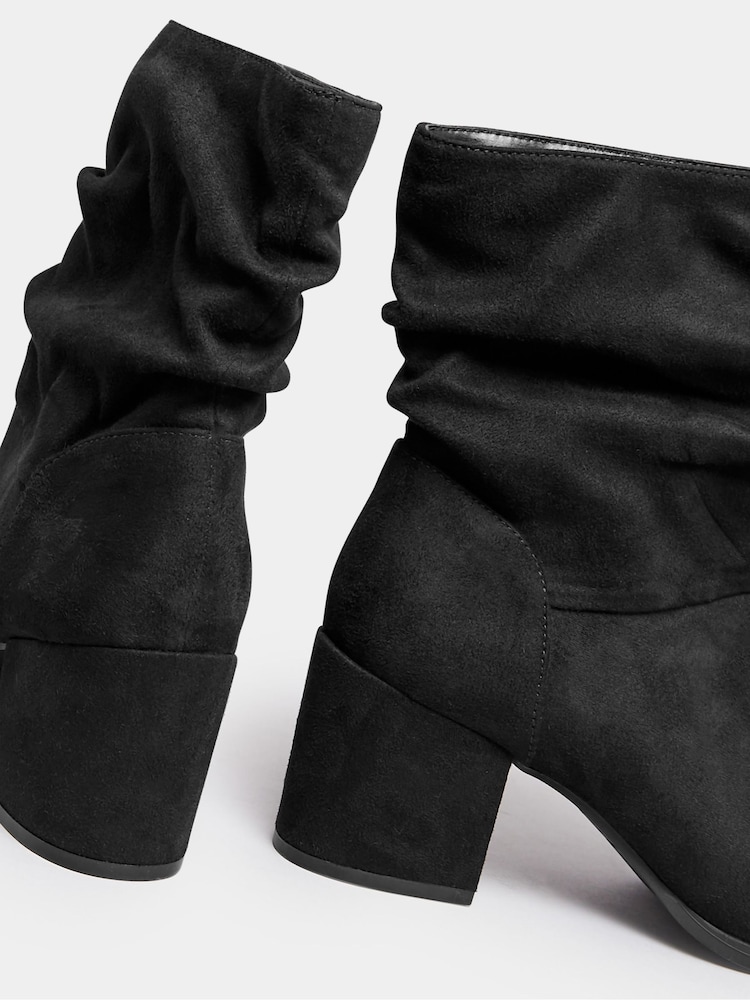 Yours Curve Black Extra Wide Fit Slouch Ankle Micro Boots - Image 5 of 5