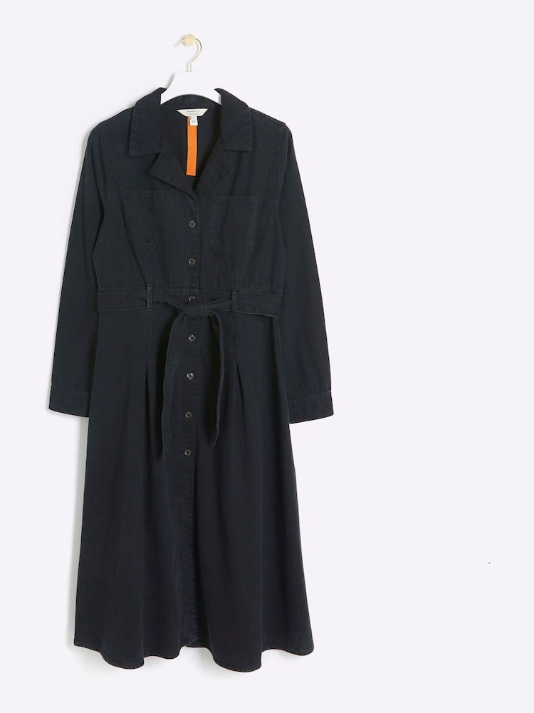 River Island Black Buttoned Denim Dress - Image 5 of 5 River Island Black Buttoned Denim Dress - Image 5 of 5