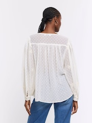 River Island White Embroidered Smock Top - Image 2 of 6