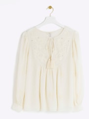 River Island White Embroidered Smock Top - Image 5 of 6