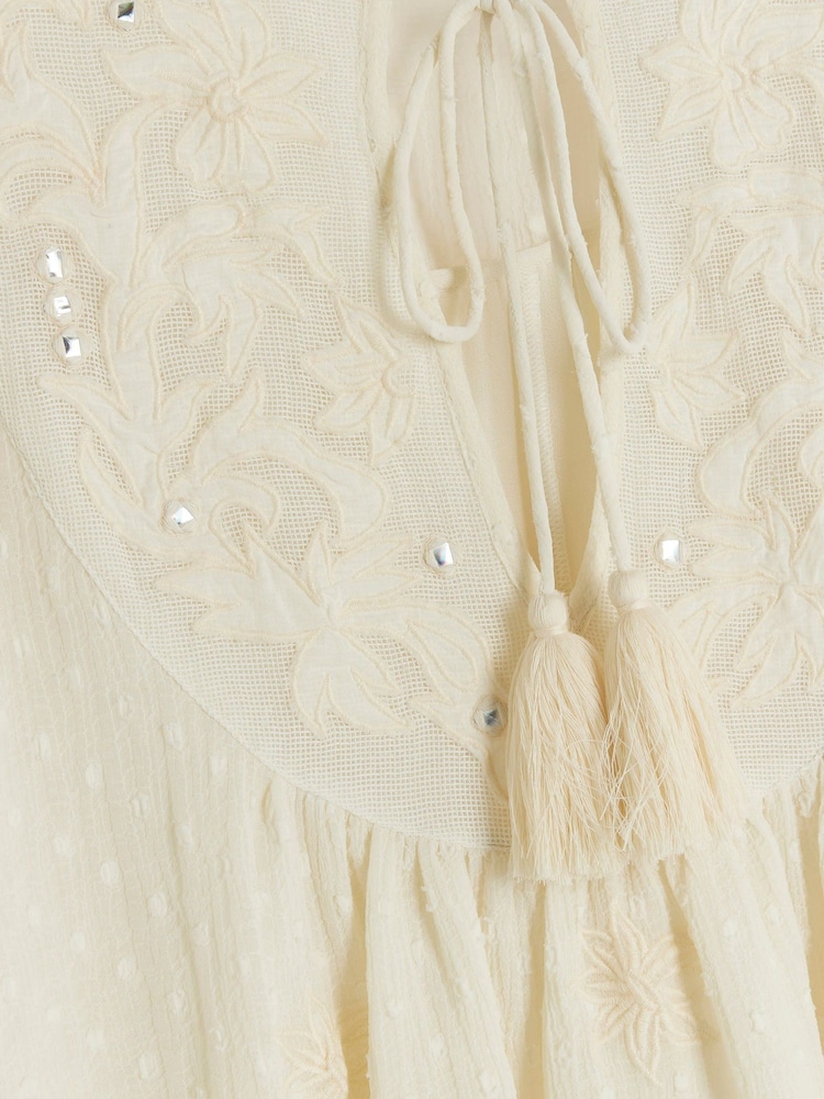 River Island White Embroidered Smock Top - Image 6 of 6