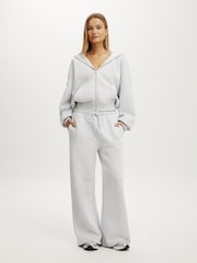 Cotton On Grey Plush Tie Waist Wide Leg Sweatpant - Image 1 of 5
