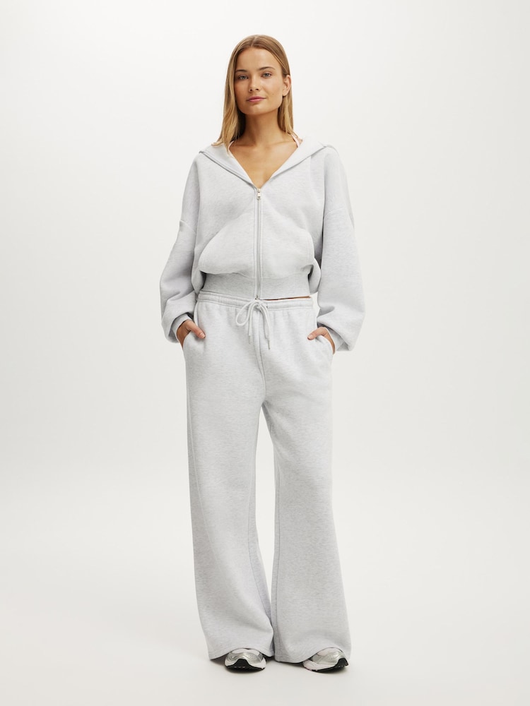 Cotton On Grey Plush Tie Waist Wide Leg Sweatpant - Image 1 of 5