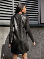 Threadbare Black Button Down PU Faux Leather Dress - Image 2 of 4