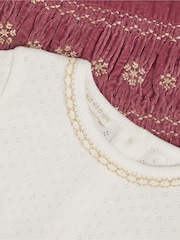Monsoon Baby Top & Smocked Velvet Dungarees Set - صورة 3 من 3