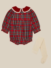 Monsoon Red Baby Tartan Christmas Romper - Image 3 of 3
