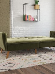 Novogratz Green Tallulah Velvet Memory Foam Futon Sofa - Image 3 of 4