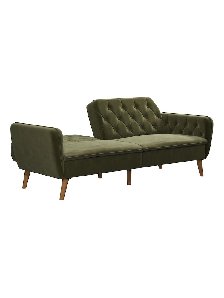 Novogratz Green Tallulah Velvet Memory Foam Futon Sofa - Image 4 of 4