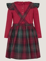 Monsoon Red Baby Christmas Top & Tartan Pinafore Dress Set - Image 3 of 4