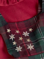 Monsoon Red Baby Christmas Top & Tartan Pinafore Dress Set - Image 4 of 4