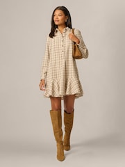 Adrianna Papell Natural Tweed Shift Shirt Dress - Image 1 of 5