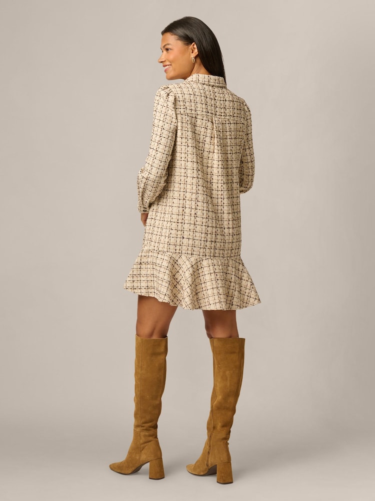 Adrianna Papell Natural Tweed Shift Shirt Dress - Image 2 of 5