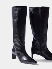 Mint Velvet Black Miley Leather Knee High Boots - Image 2 of 4