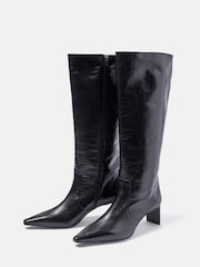 Mint Velvet Black Miley Leather Knee High Boots - Image 3 of 4