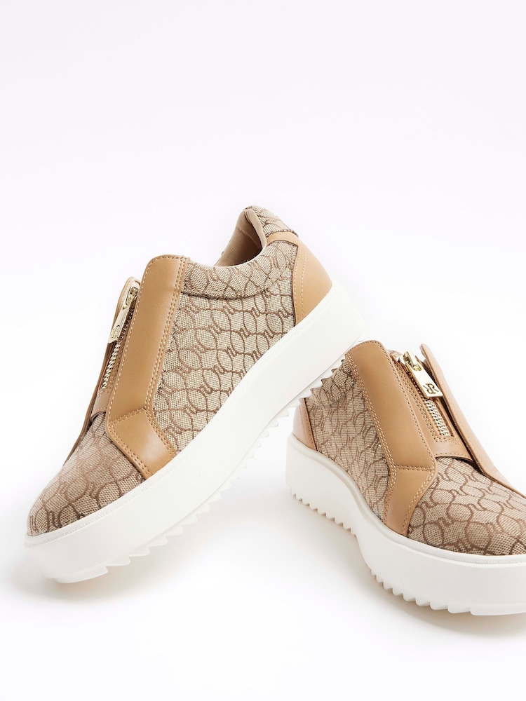 River Island Brown Slip-Ons Plimsole Trainers - Image 4 of 4