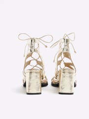 River Island Gold Lace Up Heeled Sandals - Image 4 of 4
