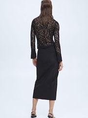 Mango Black Pencil Wool-Blend Skirt - Image 2 of 7