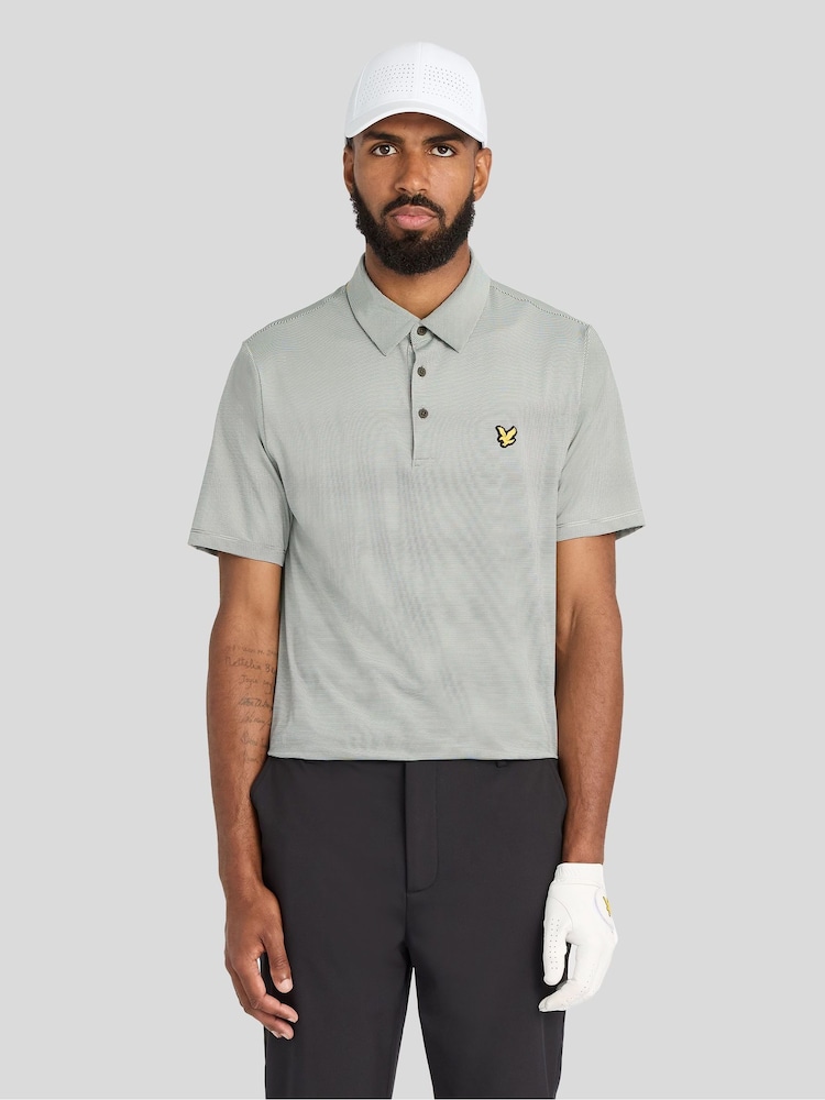 Lyle & Scott Green Golf Microstripe Polo T-Shirt - Image 1 of 6