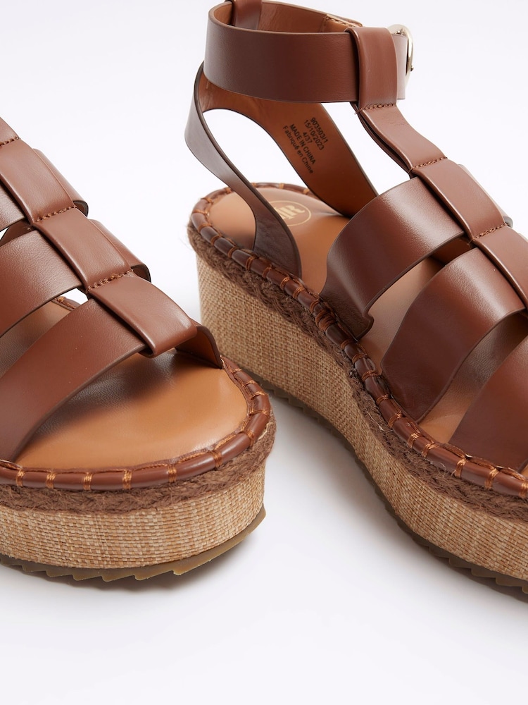 River Island Brown Fisherman Flatform Sandals - Image 4 of 4