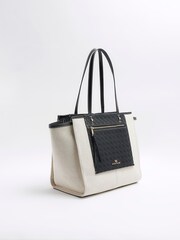 River Island Black Mono Canvas Panel Shopper Bag - Image 2 of 4