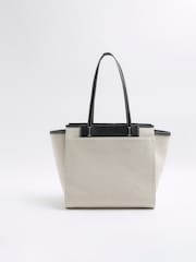 River Island Black Mono Canvas Panel Shopper Bag - Image 3 of 4