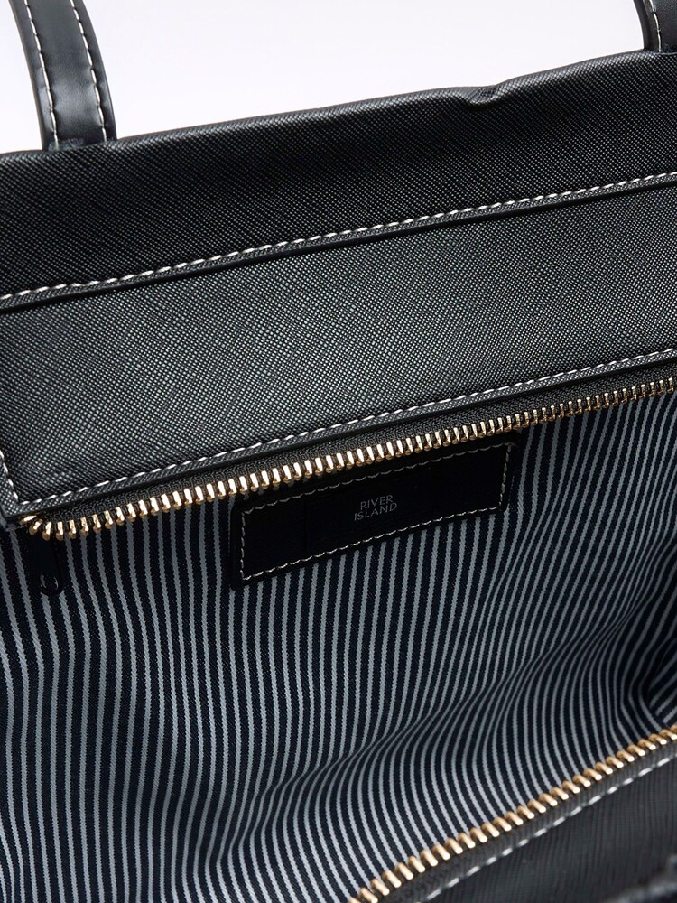 River Island Black Mono Canvas Panel Shopper Bag - Image 4 of 4