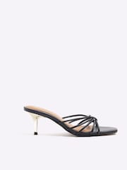 River Island Black Tubular Knot Heeled Sandals - Image 1 of 4