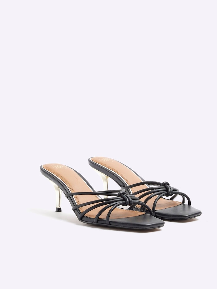 River Island Black Tubular Knot Heeled Sandals - Image 2 of 4