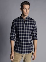 Blau - Charles Tyrwhitt, einfarbiges Oxford-Stretch-Hemd in Slim-Fit mit Knopfleiste und Waschung, 100 % Baumwolle, einfarbig - Bild 2 von 6