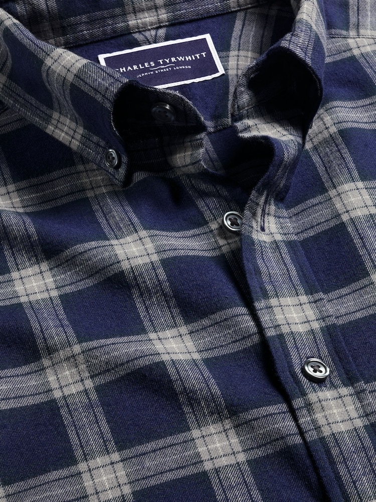 Blau - Charles Tyrwhitt, einfarbiges Oxford-Stretch-Hemd in Slim-Fit mit Knopfleiste und Waschung, 100 % Baumwolle, einfarbig - Bild 6 von 6