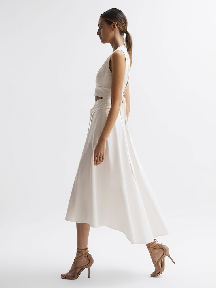 Reiss White Rebecca Fitted High Rise Midi Skirt - Image 1 of 6