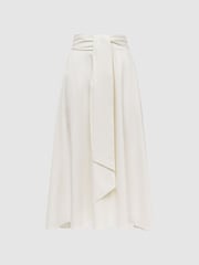 Reiss White Rebecca Fitted High Rise Midi Skirt - Image 2 of 6