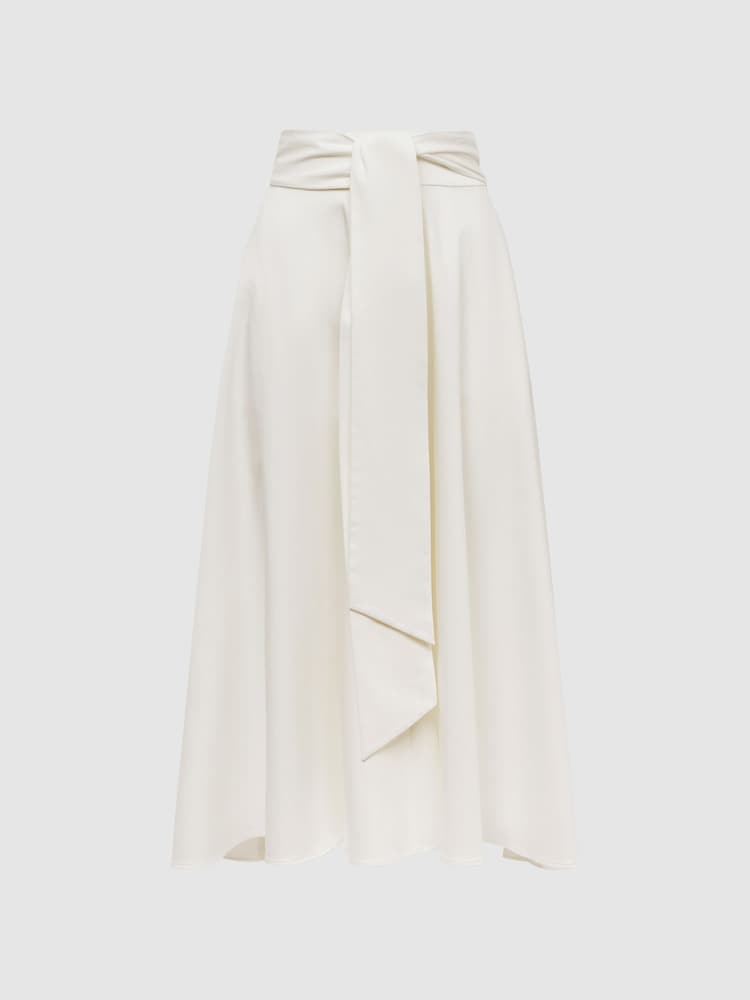Reiss White Rebecca Fitted High Rise Midi Skirt - Image 2 of 6