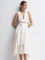 Reiss White Rebecca Fitted High Rise Midi Skirt - Image 3 of 6