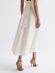 Reiss White Rebecca Fitted High Rise Midi Skirt - Image 5 of 6