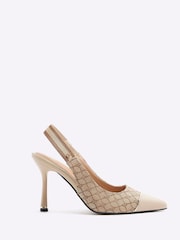 River Island Brown Monogram Webbing Court Heels - Image 2 of 4