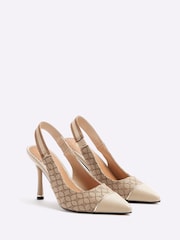 River Island Brown Monogram Webbing Court Heels - Image 4 of 4
