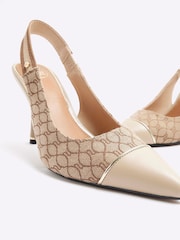 River Island Brown Monogram Webbing Court Heels - Image 5 of 6