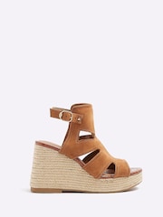 River Island Brown Cut-Out Wedge Shoes Boots - Image 1 of 4