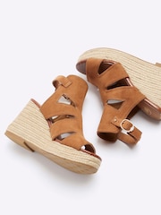 River Island Brown Cut-Out Wedge Shoes Boots - Image 2 of 4