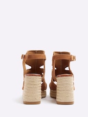 River Island Brown Cut-Out Wedge Shoes Boots - Image 3 of 4