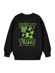 Vanilla Underground Black Beetlejuice Kids Say It Three Times Sweatshirt - Image 1 of 6