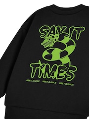 Vanilla Underground Black Beetlejuice Kids Say It Three Times Sweatshirt - Image 5 of 6