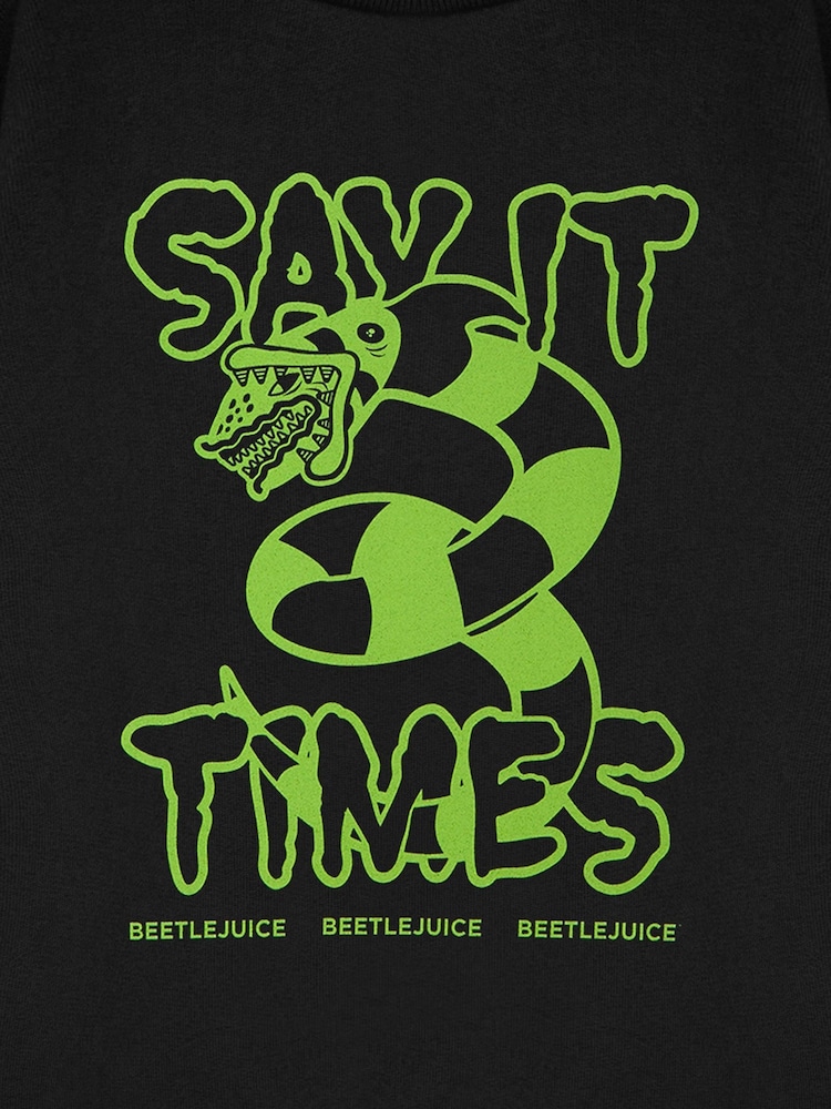 Vanilla Underground Black Beetlejuice Kids Say It Three Times Sweatshirt - Image 6 of 6
